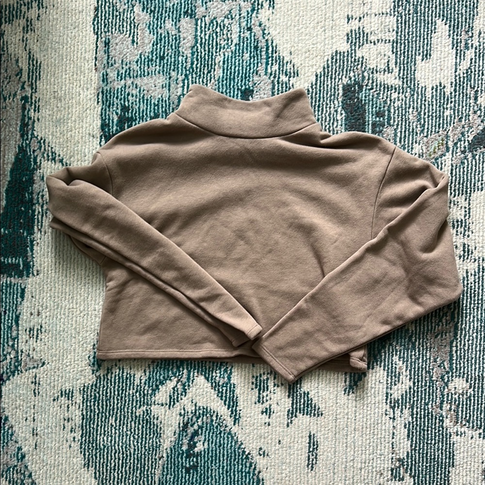 Express Beige Cropped Turtleneck Sweater